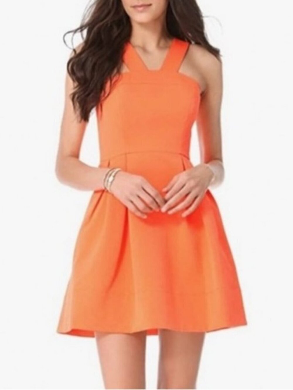 Shoshanna Creamsicle Orange Cotton Poly Blend Sleeveless Mini Dress - Size 0